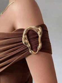 Top de tirantes casual y ajustado con decoración de hombro oblicuo para mujer - Marrón - Ver 4