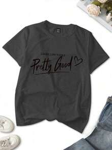 Set de 3 camisetas de mujer de manga corta y cuello redondo con estampado de leopardo/corazón, camisetas gráficas de verano "Be Real Not Perfect" para mujeres - Multicolor 9 - Ver 3