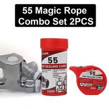 55 piezas Cuerda mágica de sellado, utilizada para reemplazar el sellador de rosca líquido, cuerda de sellado de tuberías, adecuada para sellado rápido, fácil instalación, impermeable, extraíble/reutilizable, aplicable para sellado de juntas de tuberías, instalación de tuberías, sellado de rosca de tuberías, conexión de grifos y sellado de juntas de tuberías de agua - 55 Cuerdas Mágicas - 150 metros - Ver 8