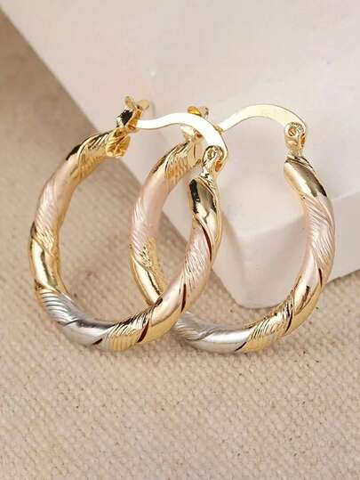 1 Pair Elegant Hoop Earrings, Designed For Women, Suitable For Weddings, Engagements, Anniversary Parties, Valentine's Day Gifts