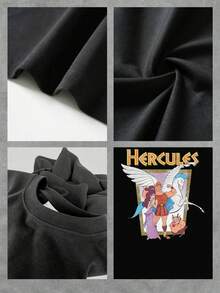 Image Inspired By Hercules, Representing Strength, Friendship, And Courage In Greek Mythology With Vibrant Colors And Heroic Figures. Comfortable, Casual Women's T-Shirt For Everyday Wear And Perfect For Showing Positive Energy. - 黑色 - 查看 4