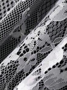 Vestido de verano de mujer de 2 en 1 con parches de encaje sin mangas y de manga corta - Blanco y Negro - Ver 3