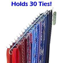 WEEBAK, 30 ganchos de gran tamaño, corbatas, cinturones y bufandas, organizador de accesorios de clóset para hombre o mujer, montado en la pared con tornillos cromados proporcionados, metal duradero, cromo - Plateado - Ver 3