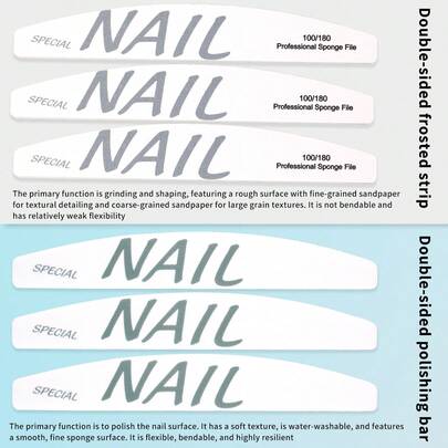MONKIDS 6pcs Professional Manicure Tools Set, Includes 3 Double-Sided Nail Files + 3 Nail Buffers, Suitable For DIY Nail Care, Professional Double-Sided Sandpaper Nail Clippers And Polishers Set, Reusable Nail Care Tools, Odorless Buffing And Shaping, Suitable For Home Nail Salons, Nail And Foot Care, Unisex