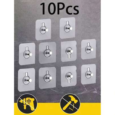 5pcs/10pcs/20pcs Nail-Free Wall Hanging Hooks, Invisible Picture Frame Hanging Tool, Self Adhesive No Drill Photo Frame Nails, Reusable Heavy Duty Wall Mount Hooks For Photo Album Art Painting Poster Home Bedroom Living Room Decor, Household Damage-Free Wall Hanging Accessories