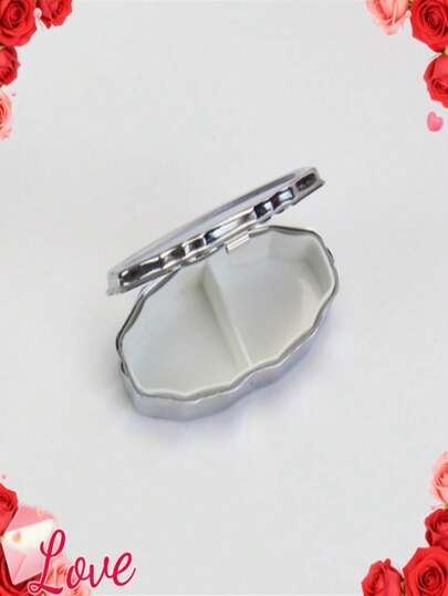 1pc Portable Metal Jewelry Box With 2 Compartments, Suitable For Daily Outings Or Special Occasions, Easy To Carry In Bag