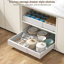 Expandable Pull Out Cabinet Organizer No Drilling, Heavy Duty Adjustable Cabinet Drawer Organizer For Kitchen, Under Sink Sliding Storage Rack For Small Kitchen & Pantry - View 4