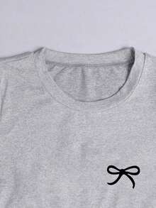 Camiseta ajustada con estampado de lazo para mujer, estilo versátil y elegante para el verano, vuelta al colegio, uso diario, fiesta, cita, que atrae mucha atención - Multicolor 6 - Ver 6
