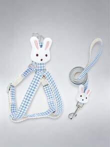 1 Set Anti-Escape Cute Rabbit Decor Plaid Leash & Harness - Multicolor - View 14