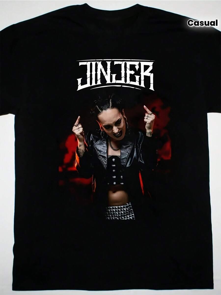 Unisex Tatiana Shmayluk Jinjer Band T-Shirts, Soft And Suitable For All Seasons, A Must-Have Urban Casual Fashion Item, Versatile For All Seasons, Affordable For Everyday Wear And A Perfect Christmas Gift For Fans And Friends - Ideal For Parties And Daily Wear, Perfect For Holidays And Playtime, Great For Parties And Family Vacations, Urban Fashion, Party Outfit, Summer Casual Wear. - 黑色 - 查看 1
