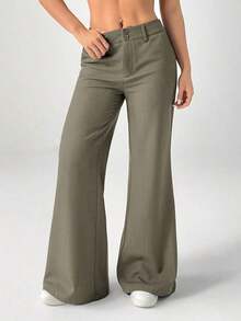 Nuevos pantalones de traje de estilo casual de cintura baja para otoño e invierno - Verde militar - Ver 9
