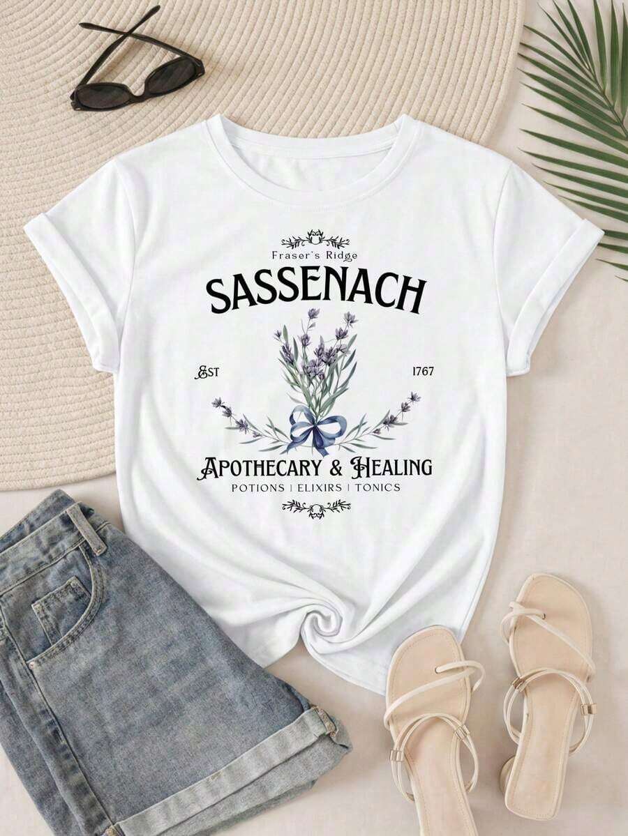 Camiseta de talla grande con estampado floral, diseño floral con margaritas y hojas, patrón vintage de flores silvestres, perfecta para usar en exteriores en verano, cuello redondo. - Blanco 2 - Ver 1