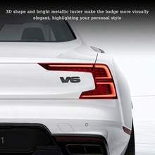 2 PCS 3D V6 Metal Emblem Self-Adhesive Car Bumper Sticker For Trunk Tailgate Side Fender Exterior Decorative Badge In Black Durable Weatherproof Finish - V6 Black - View 6