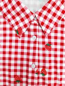 Blusa de mujer, estampado de rayas de fresa, diseño fresco y ligero, camisa estilo Ins, blusas de mujer holgadas de manga larga casual de doble uso, regalo para la mejor amiga y la novia, otoño/invierno, graduación, maestras, vuelta al cole - Multicolor 8 - Ver 3