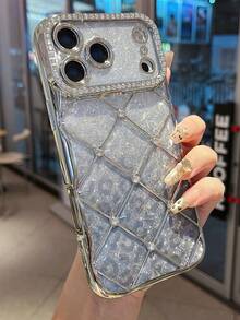 Paillettes, Strass Rhombus Électroplaqué Léopard Pailleté Étui de Téléphone Souple Compatible Avec IPhone 7/8/11/11 Pro/11 Pro Max/12/12 Pro/12 Pro Max/13/13 Pro/13 Pro Max/14/14 Pro/14 Pro Max/15/15 Pro/15 Plus/15 Pro Max - Argent - Voir 1