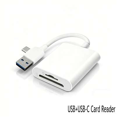 T-Type 2-In-1 Card Reader, SD/TF Card Adapter, Dual Slot Card Reader, Camera Viewer Plug And Play Compatible With Iphone 17/16/15, S26/S25/S24S/23/S22/S21/S20 Ultra Plus, Series, Portable Travel Card Reader