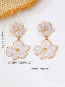 1 Đôi bông tai mặt dây chuyền hình hoa tráng men thời trang, thanh lịch, dễ thương, phù hợp cho các bữa tiệc, họp mặt, đeo hàng ngày, phong cách đường phố, quà tặng đa năng dành cho nữ. - Một đôi bông tai mặt dây chuyền hình hoa. - Xem 2