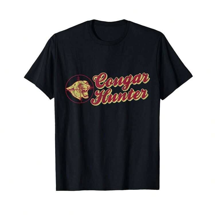 Unisex Short-Sleeved T-Shirt, Cougar Hunter T-Shirt, Men's T-Shirts, , Women's T-Shirt, Romwe For Men, Boho Chic, Gifts For Teachers, Women's T-Shirt, Curvy Men's Clothing, Y2k - 黑色 - 查看 1