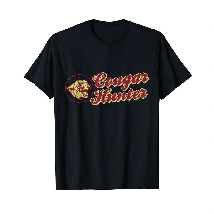 Camiseta unisex de manga corta, camiseta Cougar Hunter, camisetas para hombre, Spiderman, , camiseta para mujer, Romwe para hombre, boho chic, regalos para maestros, camiseta para mujer, ropa curvy para hombre, y2k - Negro - Ver 1