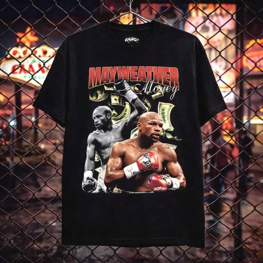 Floyd Mayweather T-Shirt | Boxing Legend Merchandise | Money Mayweather Apparel | Exclusive Gift For Combat Sports Fans - Black - View 1