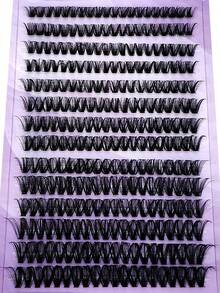 DIY Individual Cluster Lashes 14 Rows 280 Clusters 0.05mm 3D Russian Volume 80 Roots 9-16mm Mixed Faux Mink Lashes Purple Box - DD - View 5