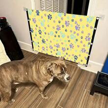 1个2D免钻孔宠物围栏，爪印网状安全围栏，可折叠便携式犬/猫围栏，防撕裂，适用于室内楼梯和门口。 - 彩色 - 查看 12