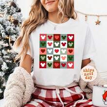 Checkered Cistmas Mouse Ears Happiest Place On Earth WDW Groovy Toddler Matching Family R Vation S - White - View 1