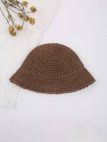 1 chiếc mũ rơm móc thủ công dành cho nữ, thích hợp cho đi biển, phong cách boho, mùa xuân và mùa thu. - A - Xem 7