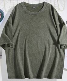 Cute Espresso Cotton Round Neck Fall Clothes T-Shirt With 'Growing A Silly Little Goose' Print For Casual Style Womens Funny Graphic Tee Summer Casual - 軍綠色 - 查看 3