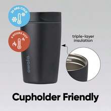 SmoothSip Slider Ceramic-Lined Insulated Stainless Steel Coffee Tumbler, No Metallic Taste Reusable Travel Mug, Hot Iced Coffee Cup, 12 Oz, Very, Very Dark - 12 ounce + Rất, rất đậm - Xem 4