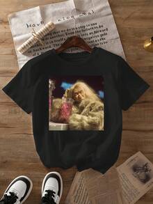Una camiseta de manga corta para mujer, moderna, a la moda, retro, holgada, suave y cómoda, adecuada para actividades al aire libre en primavera y verano, con un divertido estampado de muñeca, cuello redondo y manga corta, ideal para usar en primavera y verano, ropa de mujer.blusas para mujer,blusas casuales para dama,tops,, mujer premium,y2k,playeras de mujer curvy,ofertas y liquidaciones ropa mujer,playeras deportivas para mujer,,playeras de hombre, mujer,blusas>elegante Y36P - Negro - Ver 8
