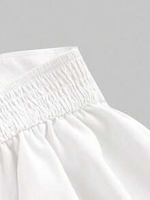 Top de tirantes con volantes y pliegues de color rosa dulce para mujer, top corto de verano - Blanco 2 - Ver 3