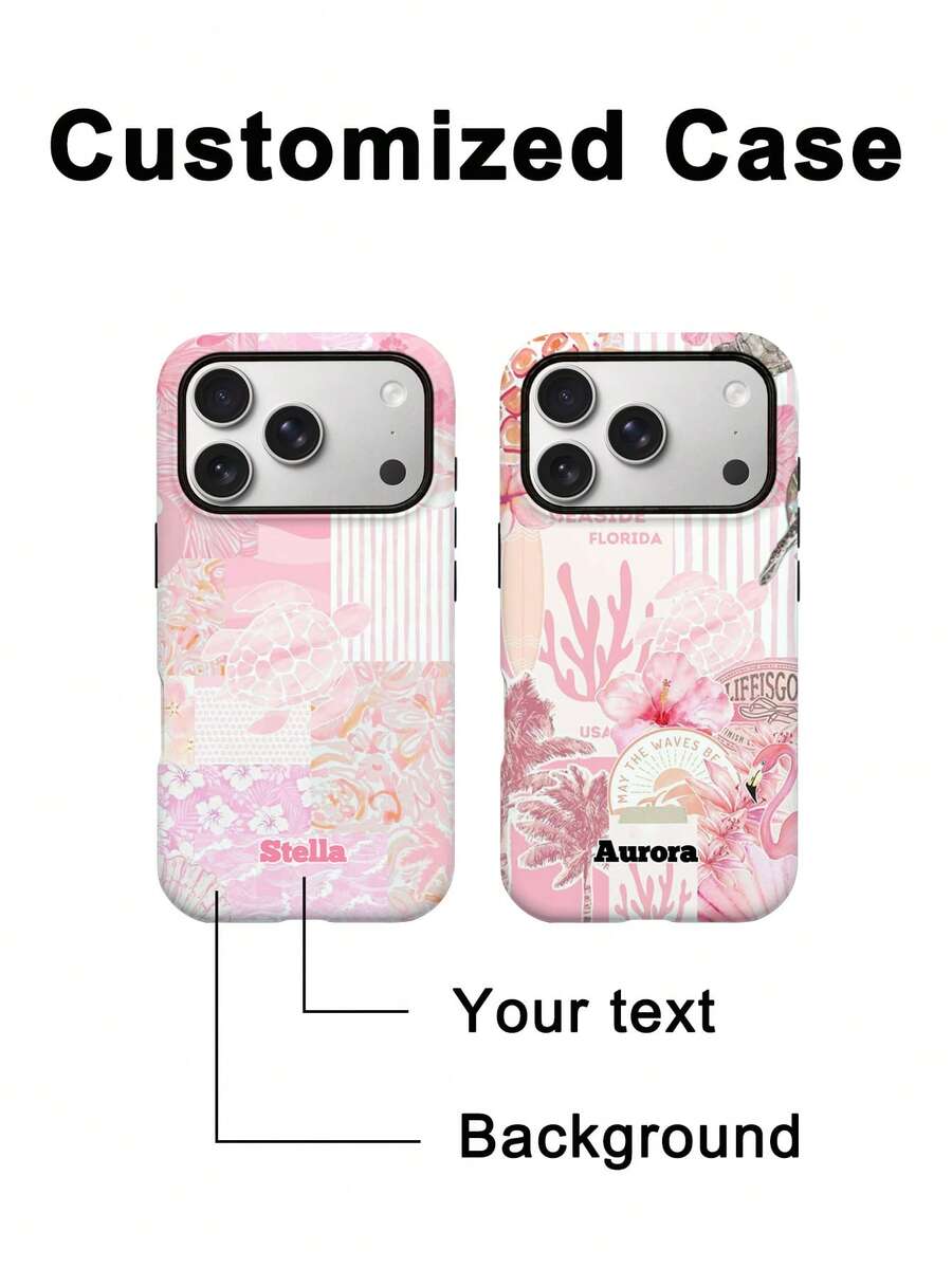 GIIPPA Custom Pink Vacation Style Phone Case, Suitable For IPhone 17/17 Air/17 Pro/17 Pro Max/16, Vacation Gift, Anniversary Gift, Valentine's Day Gift, Birthday Gift, Wedding Gift - Multicolor - View 1