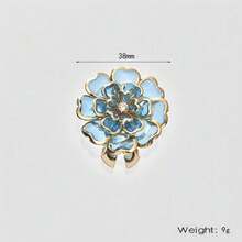 2PCS Blue Flower Enamel Button Covers, Detachable Clip-On Cuff Buttons, Elegant Floral Shirt Embellishments, No Sew Removable Buttons For Blouse, Women's Fashion Jewelry Accessories - Baby Blue - View 6