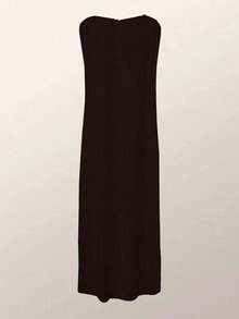 Camisa de mujer sin mangas con estampado de rostro abstracto, corta por delante y larga por detrás, con silueta en línea A - Negro - Ver 2