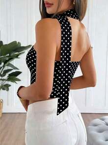 Top tubo de punto minimalista de moda para mujer HESSEN, apropiado para el verano/primavera, blusa ajustada sin tirantes y ajustable.Adecuado para tomar el té de la tarde, calle, vacaciones, superposición, fiesta, cita, playa, crucero, viaje por la ciudad - Negro - Ver 5