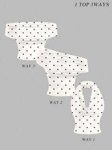 Camiseta de tirantes casual y minimalista con estampado de lunares negros para mujer - Multicolor 2 - Ver 11