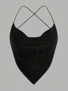 halter veraniego para mujer, sexy, de unicolor con drapeado y espalda descubierta - Multicolor 2 - Ver 6