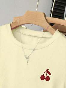 Ropa exterior para mujer, nueva llegada de verano, camiseta ajustada con pliegues, estilo elegante y versátil, fotografía de calle, imprescindible, temporada de vuelta al colegio, 100% llamativa, camiseta de mujer de manga corta para verano - Amarillo - Ver 4