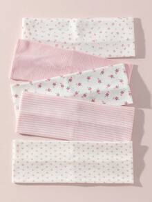 5pcs/Set Fashion Women Soft Non-Slip Headbands With Bow, Stripe, Heart, Floral Prints, Elastic Yoga Sports Hair Accessories, Versatile For Daily Wear Winter Scarf Women Bandanas Soft Headwrap Women Hair Band,Festival,Party - Multicolor - View 1