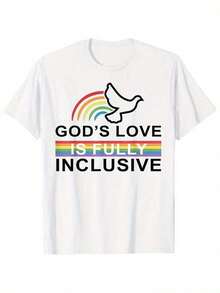 Camiseta Pride Moon para Hombre - Diseño de Paloma y Arcoíris con el Mensaje "El Amor de Dios Es Totalmente Inclusivo" - Camiseta Casual Suave de Cuello Redondo y Manga Corta - Camiseta de Orgullo con Apoyo Perfecto y Afirmación Cristiana - Camiseta Diaria con Patrón Fuerte y Ajuste Cómodo - Entrega desde Almacén Local - Regalo para Hombre en San Valentín - Disfraz - Ropa - Pijama Familiar - Regalo Divertido y Original - Adecuada para San Valentín, Pascua, Día de la Madre, etc. - Blanco - Ver 1