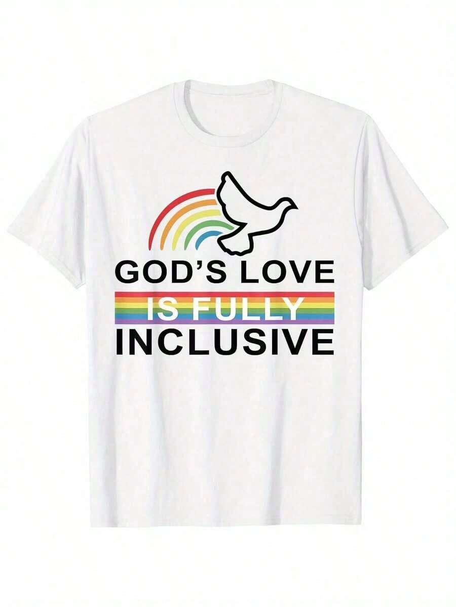 Camiseta Pride Moon para Hombre - Diseño de Paloma y Arcoíris con el Mensaje "El Amor de Dios Es Totalmente Inclusivo" - Camiseta Casual Suave de Cuello Redondo y Manga Corta - Camiseta de Orgullo con Apoyo Perfecto y Afirmación Cristiana - Camiseta Diaria con Patrón Fuerte y Ajuste Cómodo - Entrega desde Almacén Local - Regalo para Hombre en San Valentín - Disfraz - Ropa - Pijama Familiar - Regalo Divertido y Original - Adecuada para San Valentín, Pascua, Día de la Madre, etc. - Blanco - Ver 1