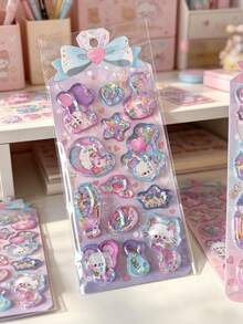 Cute Shiny Glitter Shaking Stickers 3D Glitter Heart Animal Decorative Stickers Suitable For Diary, Photo Album, Phone Case Decoration - Color - View 9