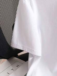 Diseñada para mujeres modernas, elegantes y cómodas, camiseta con estampado de letras, manga corta, cuello redondo, top casual para verano y primavera, ropa de mujer. Confeccionada con tela suave y transpirable de primera calidad, diseñada para ofrecer comodidad durante todo el día y uso diario versátil, perfecta para salidas informales. - Blanco - Ver 5