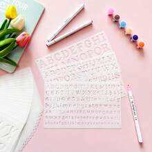 12pcs Letter Painting Stencils, Including 4 Styles Of Complete Alphabet, Numbers And Punctuation. Each Letter Provides 1/3, 1/2, 3/4, 1 And 2 Inch Sizes. These Templates Will Bring You Endless Possibilities, Allowing You To Create Any DIY Art Freely - 12-piece Alphabet Drawing Board - View 2