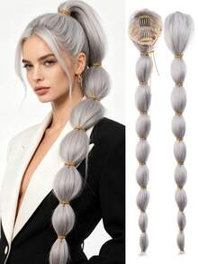 Coleta trenzada larga con moños - Coleta de mujer - Coleta sintética negra rizada y voluminosa al estilo africano con cordón - Peluca de coleta sintética de 22 pulgadas perfecta para festivales de música y fiestas de Halloween - Multicolor - Ver 11