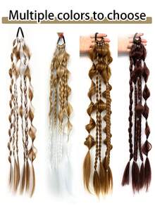 24 Inch Ponytail Wig Female Bubble Braid Mixed Color Twist Braids Hair Extensions Ponytail Lantern Braid For Women - Multicolor - View 2