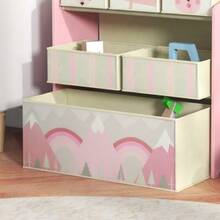 Children's Wardrobe With 6 Fabric Boxes, Cute Design, 63x30x66 Cm, Pink - 查看 7