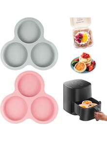 1pc Silicone Air Fryer Egg Pan, Reusable Egg Mold, Non-Stick Air Fryer Baking Tray, 3/4 Cavity Pancake Mold, Suitable For Sandwich, Burger Baking, Air Fryer Accessories - Multicolor - View 5