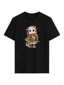 Vintage And Fantasy Style Short Sleeve T-Shirt, Fashionable Short Sleeve T-Shirt For Spring And Summer 2026, Made In Mexico, 180 Grams. Cartoon Print, Couple Design, Suitable For Indoor Or Outdoor Wear. Crew Neck, Unisex, Ideal For Office And Leisure. One-Piece Pack. - BK-P631577SLNDXZGY504 - 查看 3